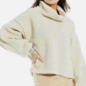 Free People Women's Elk Mountain Fleece Pullover Sweater Opal Silk Ivory, Large